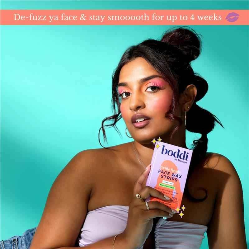 Boddi By Marzena Selfie Ready Face Wax Strips Sensitive Beach Coconut 20 Pack