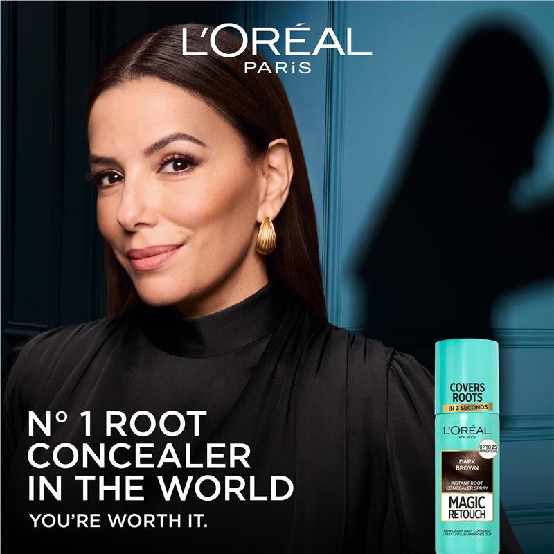 L'Oreal Paris Magic Retouch Temporary Root Concealer Spray - Dark Brown(Instant Grey Hair Coverage)