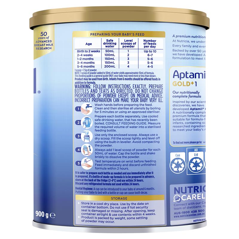 Aptamil Gold+ 1 Baby Infant Formula From Birth to 6 Months 900g - GimmeNow