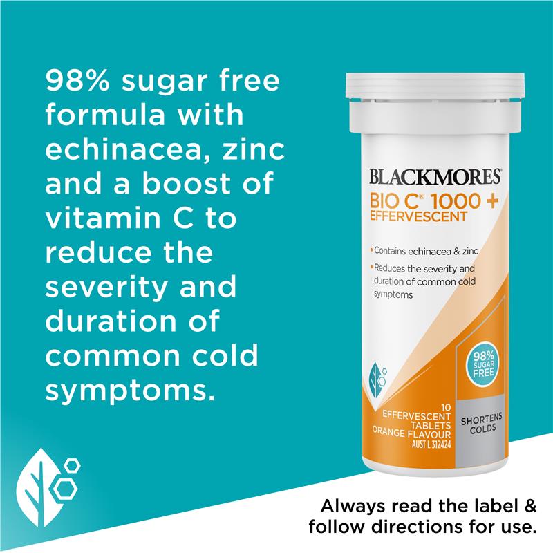 Blackmores Bio C 1000 Echinacea + Zinc 10 Effervescent Tablets - GimmeNow