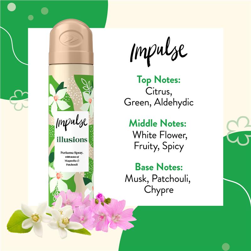 Impulse Body Spray Aerosol Deodorant Illusions 75ml