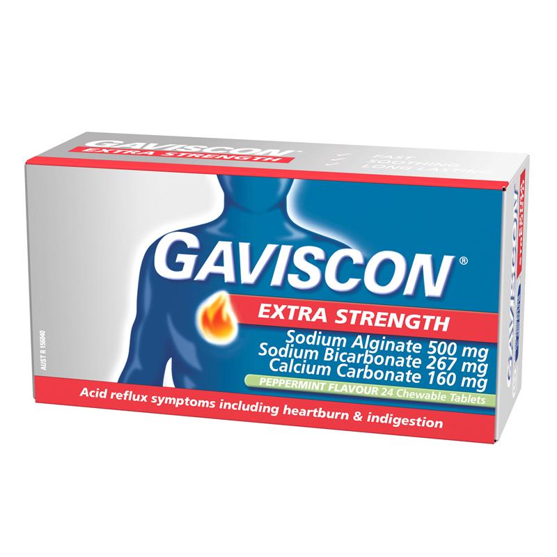 Gaviscon Extra Strength Peppermint Flavour 24 Tablets
