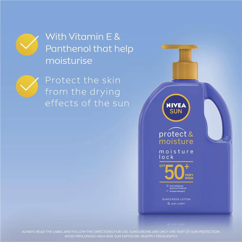 NIVEA Sun Protect & Moisture SPF50+ Sunscreen Lotion Pump 1L