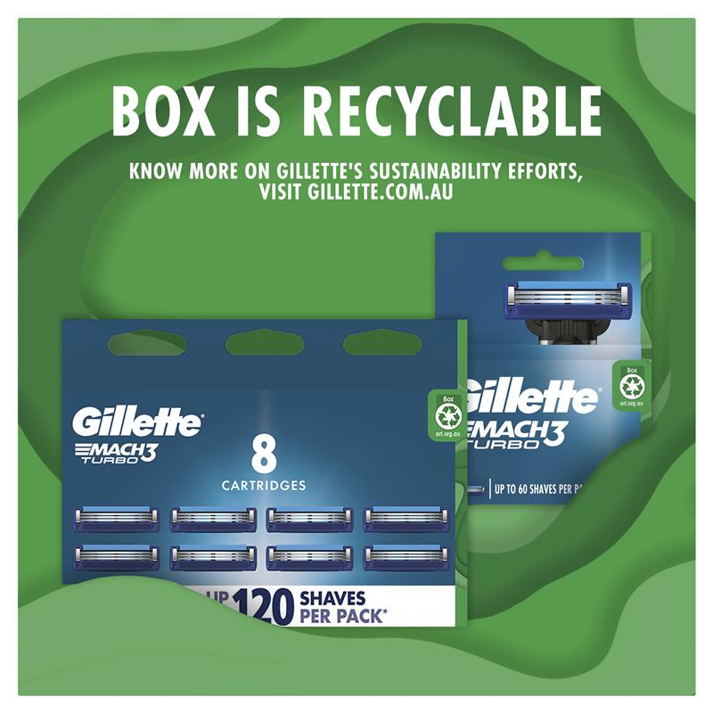 Gillette Mach 3 Turbo 3D Cartridges 8 Pack