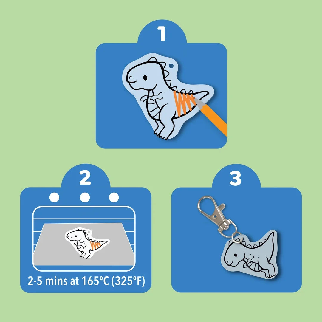Tiger Tribe Shrinkorama Bag Tag Dinosaur Art and craft for kids 4yrs+