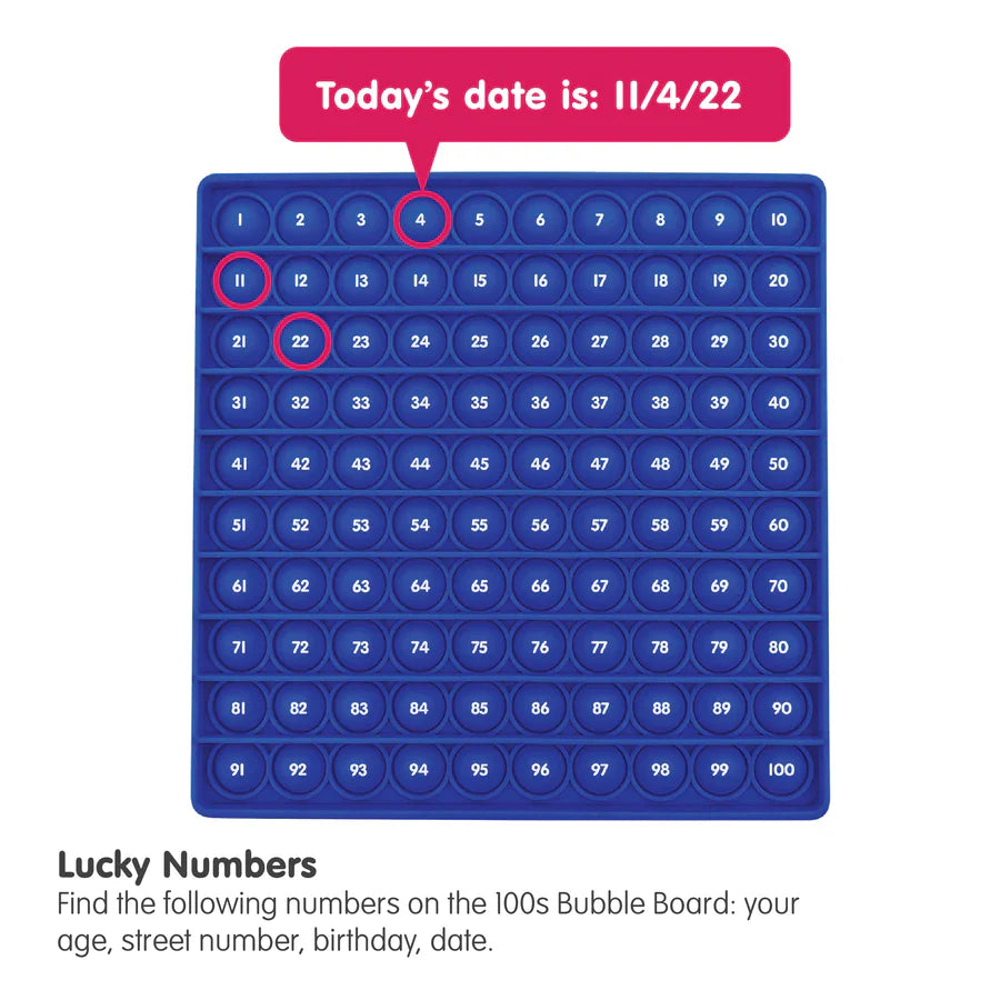 Count to 100 Fidget Board Pop it Learning Toy Blue Double Sided By Junior Learning Math Games for Kids STEM Toys 5yrs+