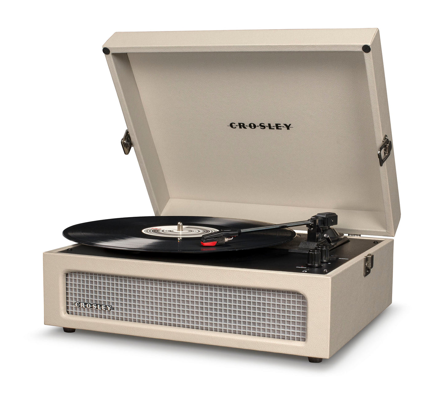 Voyager Bluetooth Portable Turntable - Dune + Bundled Record Storage Display Stand