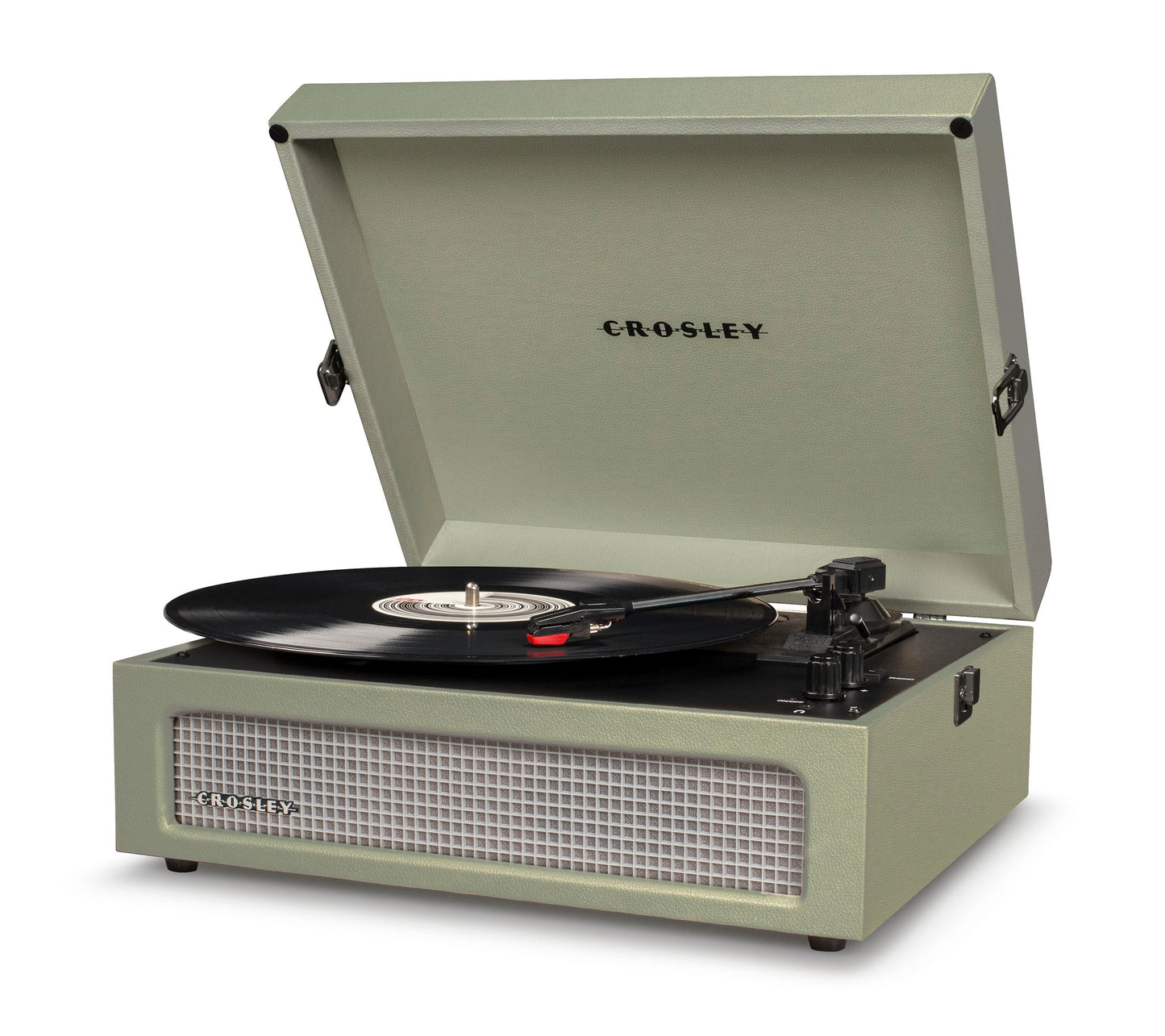 Voyager Bluetooth Portable Turntable - Sage + Bundled Record Storage Display Stand