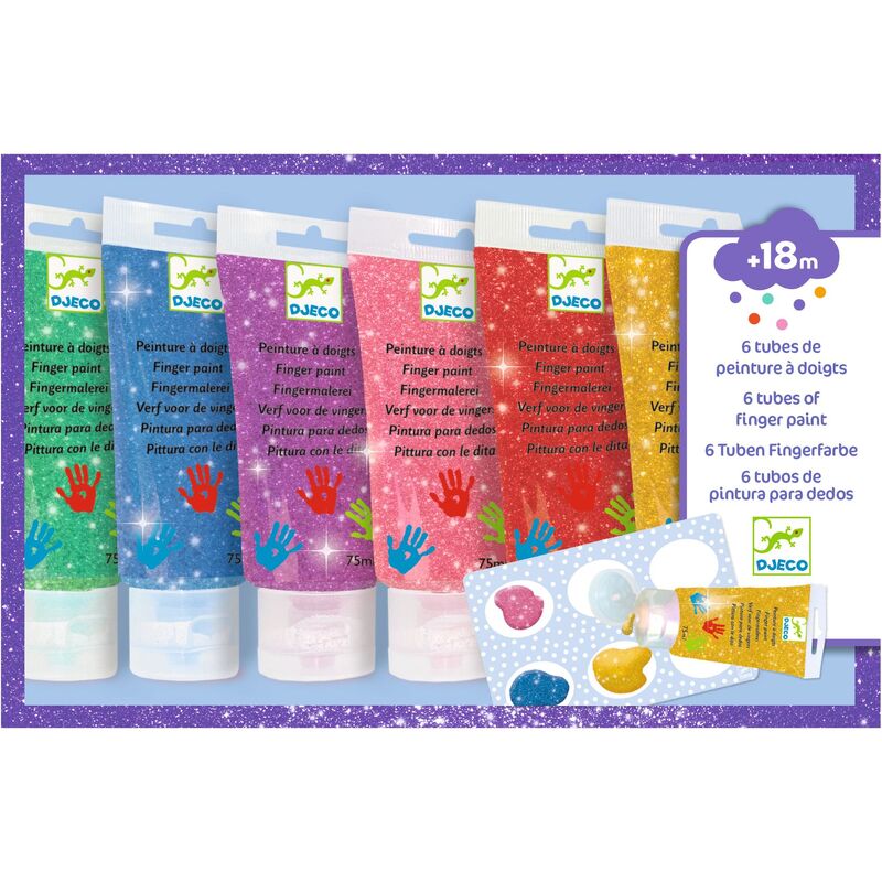 Finger Paint Tubes 6 Colours by Djeco Stationary Toddler Art and Craft Motor Skills Developmental Toys for Toddlers 18m+