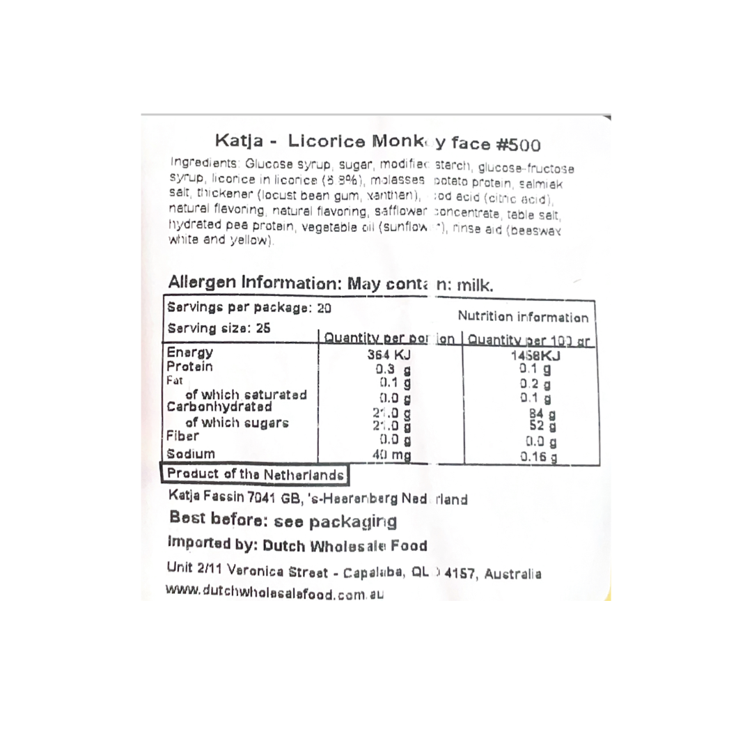 Katja Banana Licorice Monkey Face (Apekoppen) - 500g