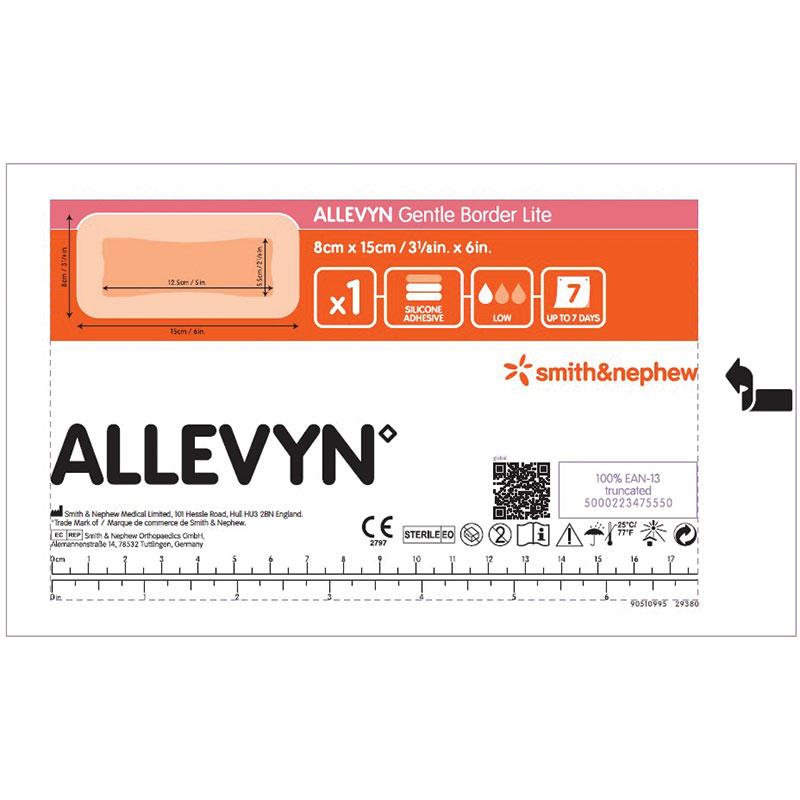 Allevyn Gentle Border Lite 8cm x 15cm Single Dressing