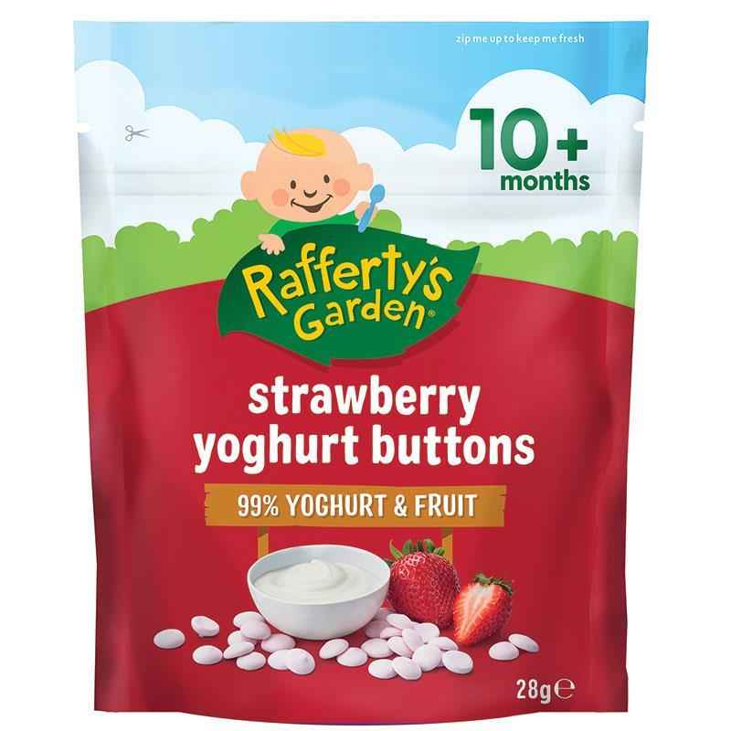 Raffertys Garden 10+ Months Strawberry Yoghurt Buttons Baby 28g