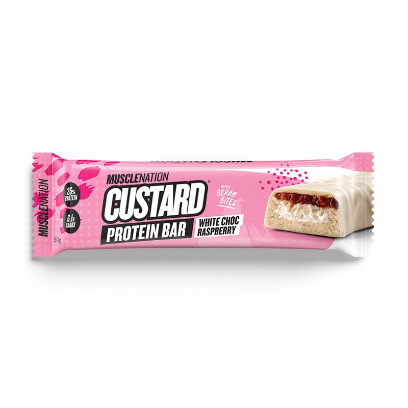 Muscle Nation Custard Protein Bar White Choc Raspberry 60g