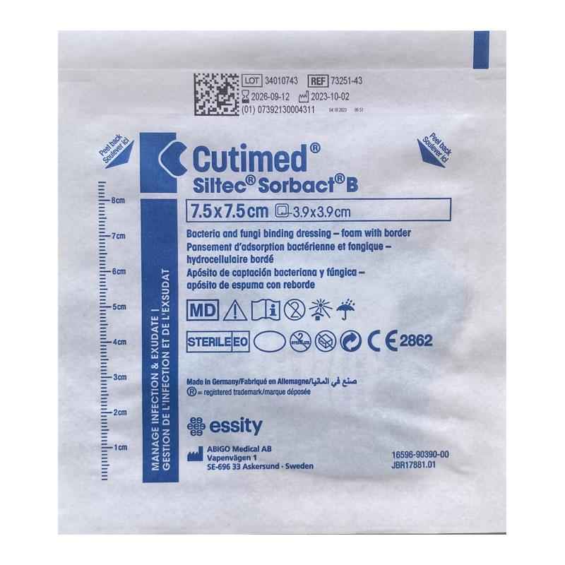 Cutimed Siltec Sorbact B 7.5cm x 7.5cm Single Dressing