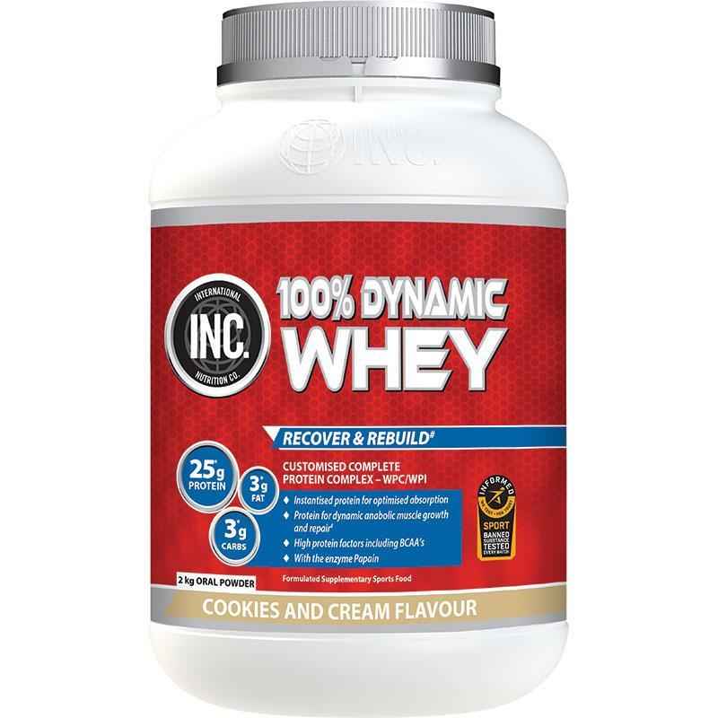 INC 100% Dynamic Whey Cookies and Cream Flavour 2kg