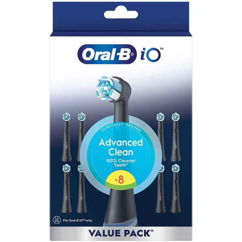 Oral B Power Toothbrush iO Advanced Clean Refills Black 8 Pack