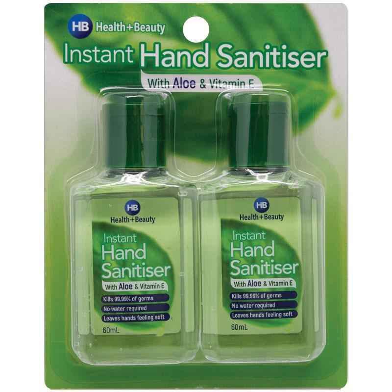 Health & Beauty Hand Sanitiser 60ml 2 Pack