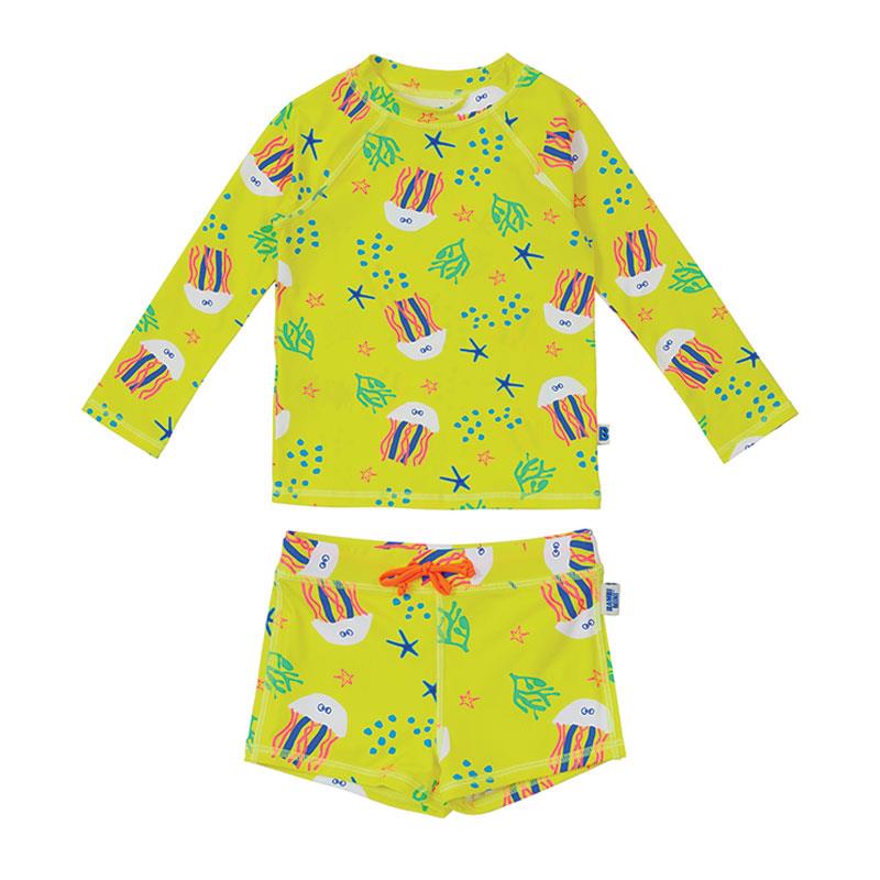 Bambi Mini Co. SWIM - Kids Rashie and Pant set - Yellow Jellyfish - 3 - 4 Years