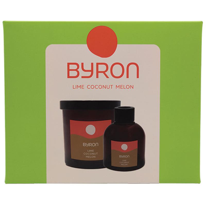 Byron Lime Coconut & Melon Candle & Reed Diffuser Gift Set