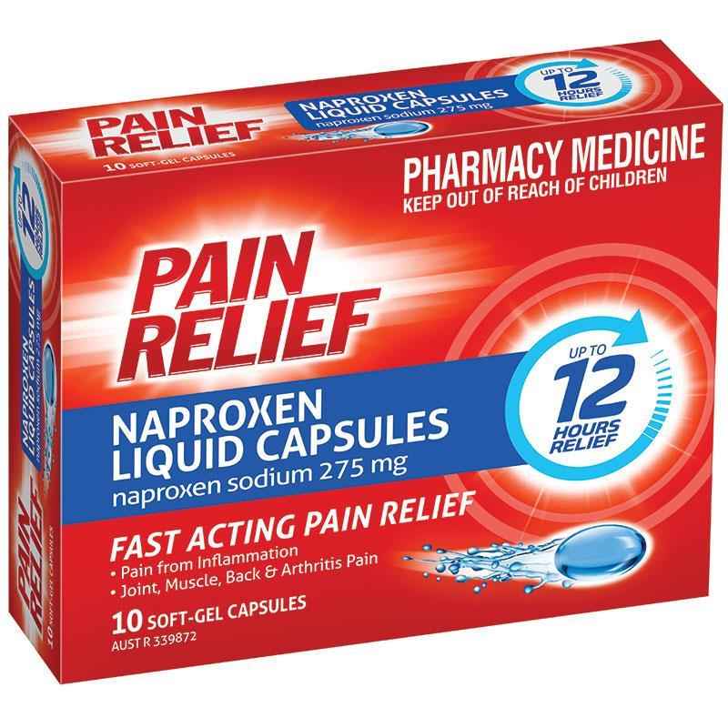 Pain Relief Naproxen Liquid Capsules 10 Pack
