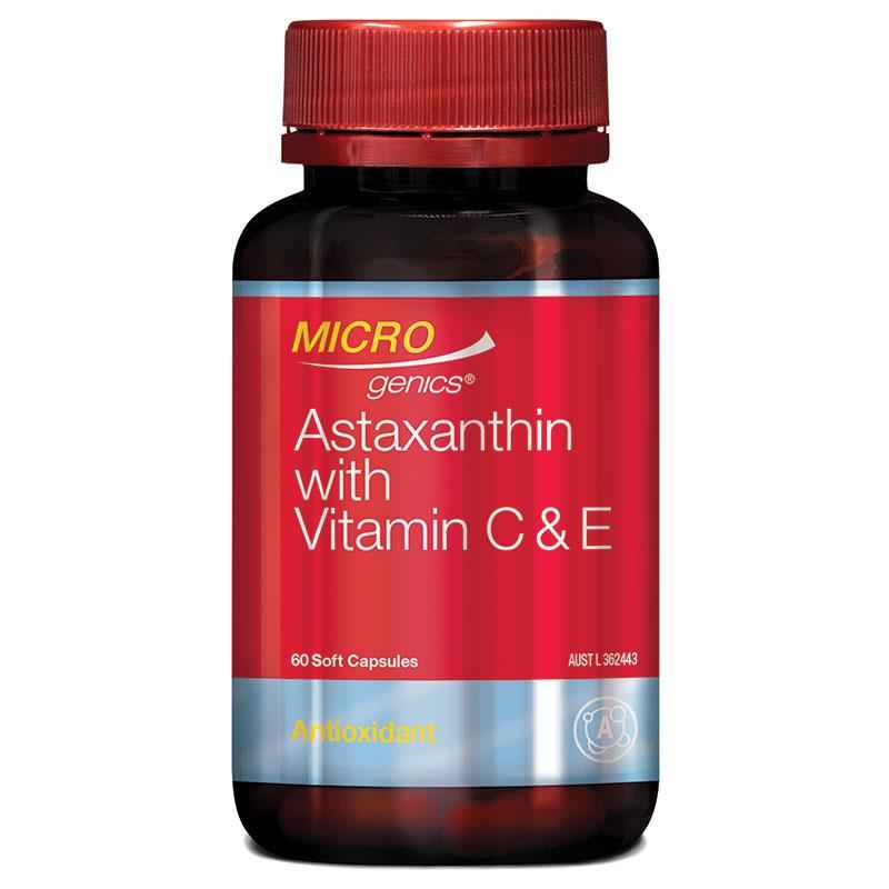 Microgenics Astaxanthin High Strength With Vitamin C & E 60 Capsules