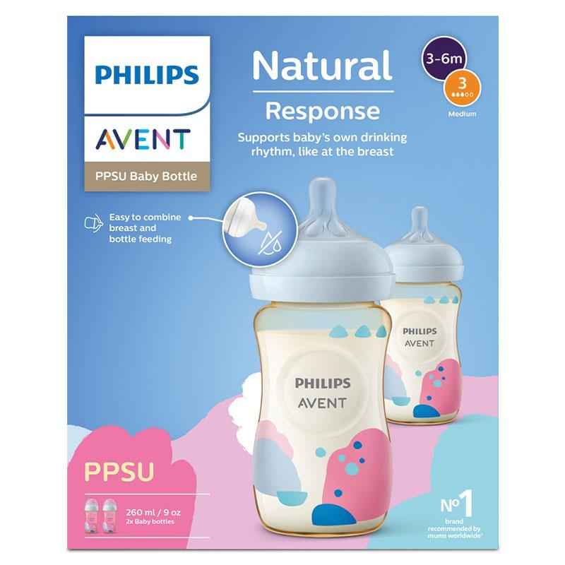 Avent Natural Response PPSU Baby Bottles 260ml 2 pack