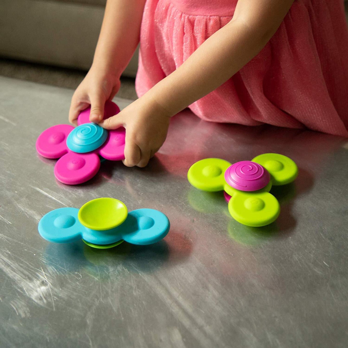 Fat Brain Toys Whirly Squigz Travel Fidget Toys for Baby Sensory Toys Baby Gifts Idea 10m+