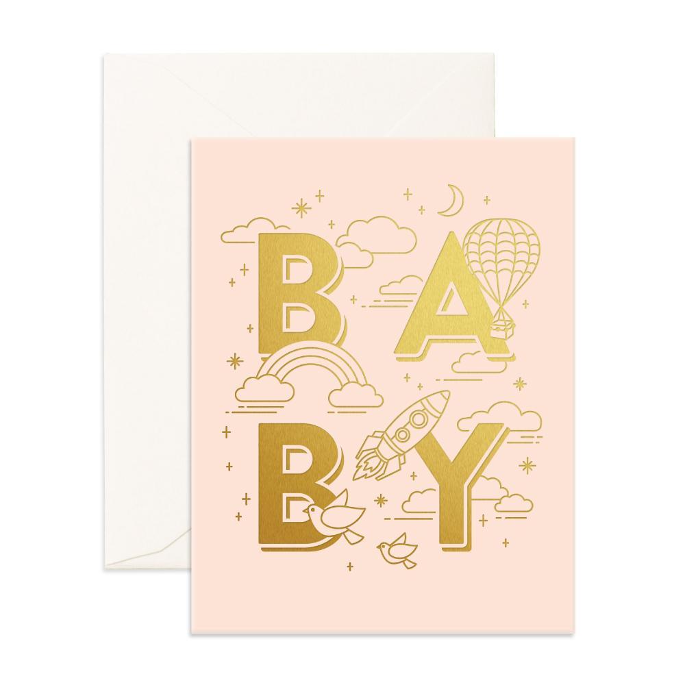 Baby Pink Greeting Card By Fox and Fallow New Born Card