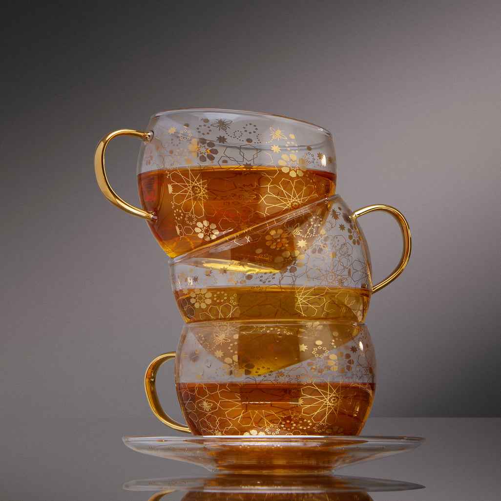 Bee Moroccan Glass Cup & Saucer