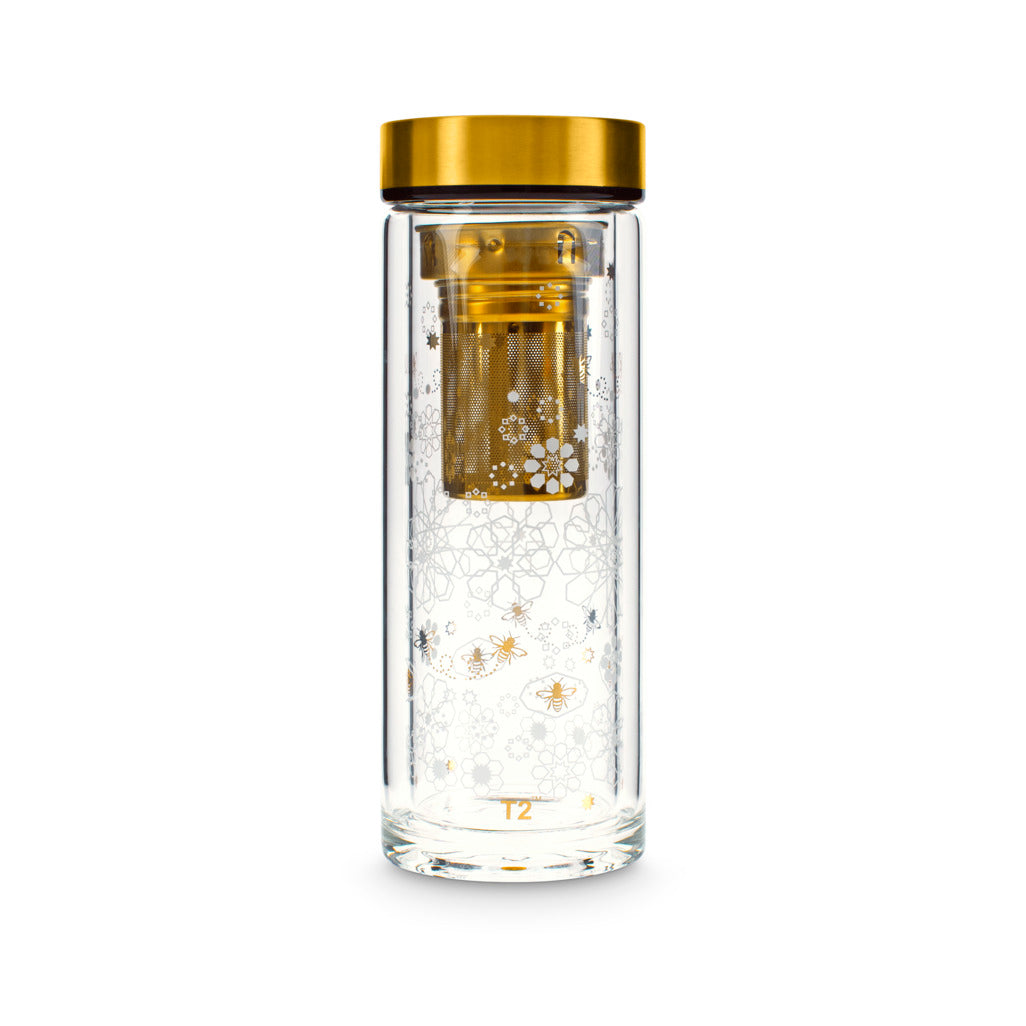 T2 Boxed Double Walled Glass Flask Bee Moroccan