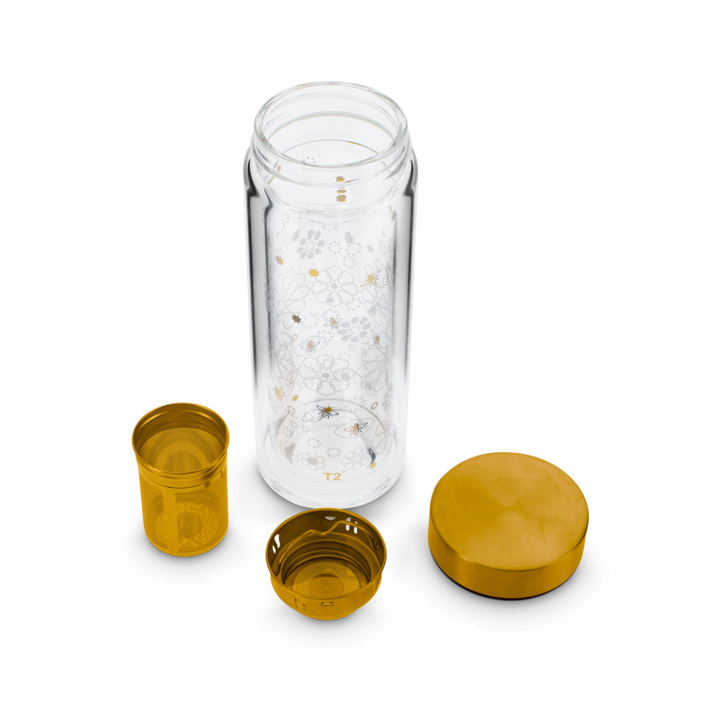 T2 Boxed Double Walled Glass Flask Bee Moroccan