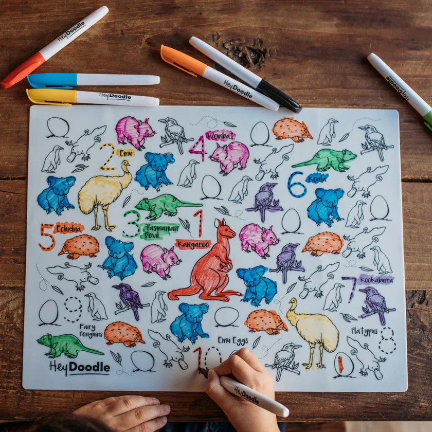 Hey Doodle 123 Aussie Animals Art and craft for kids Travel Toys Early Math Best Seller Most Loved in Store 3yrs+