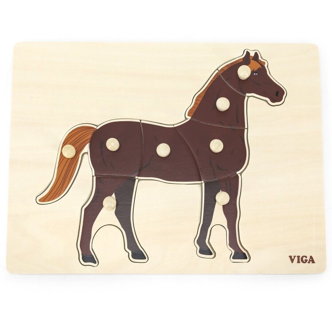 Viga Toys Montessori Wooden Horse Knob Puzzle 8pcs Developmental Toys Baby Toys 18m+