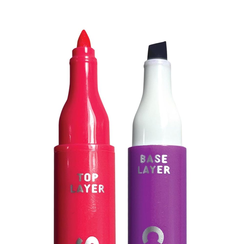 Ooly 8 Colour Layer Markers Chisel Tip and Point Tip Double Ended Stationary Art and craft for kids 6yrs+