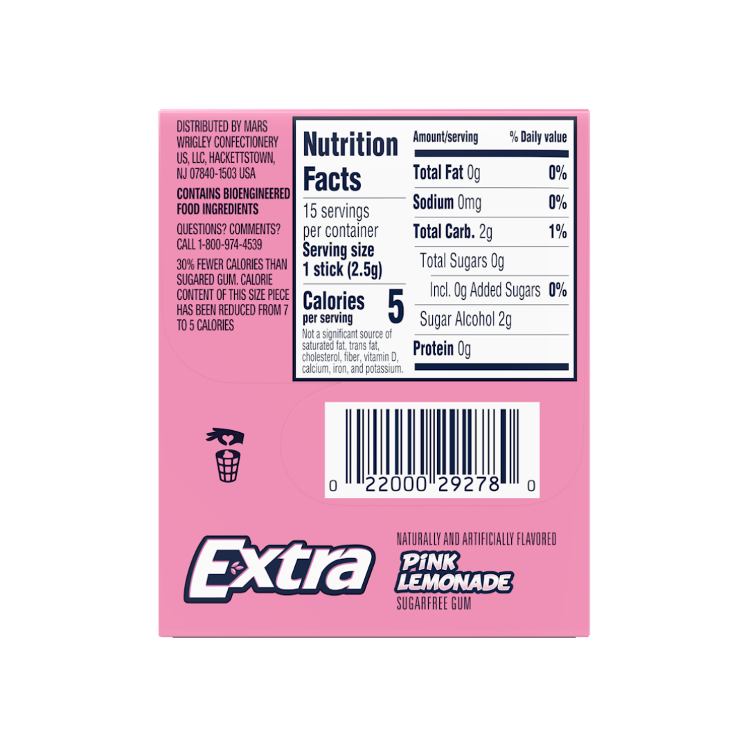 Extra Pink Lemonade Sugar Free Chewing Gum