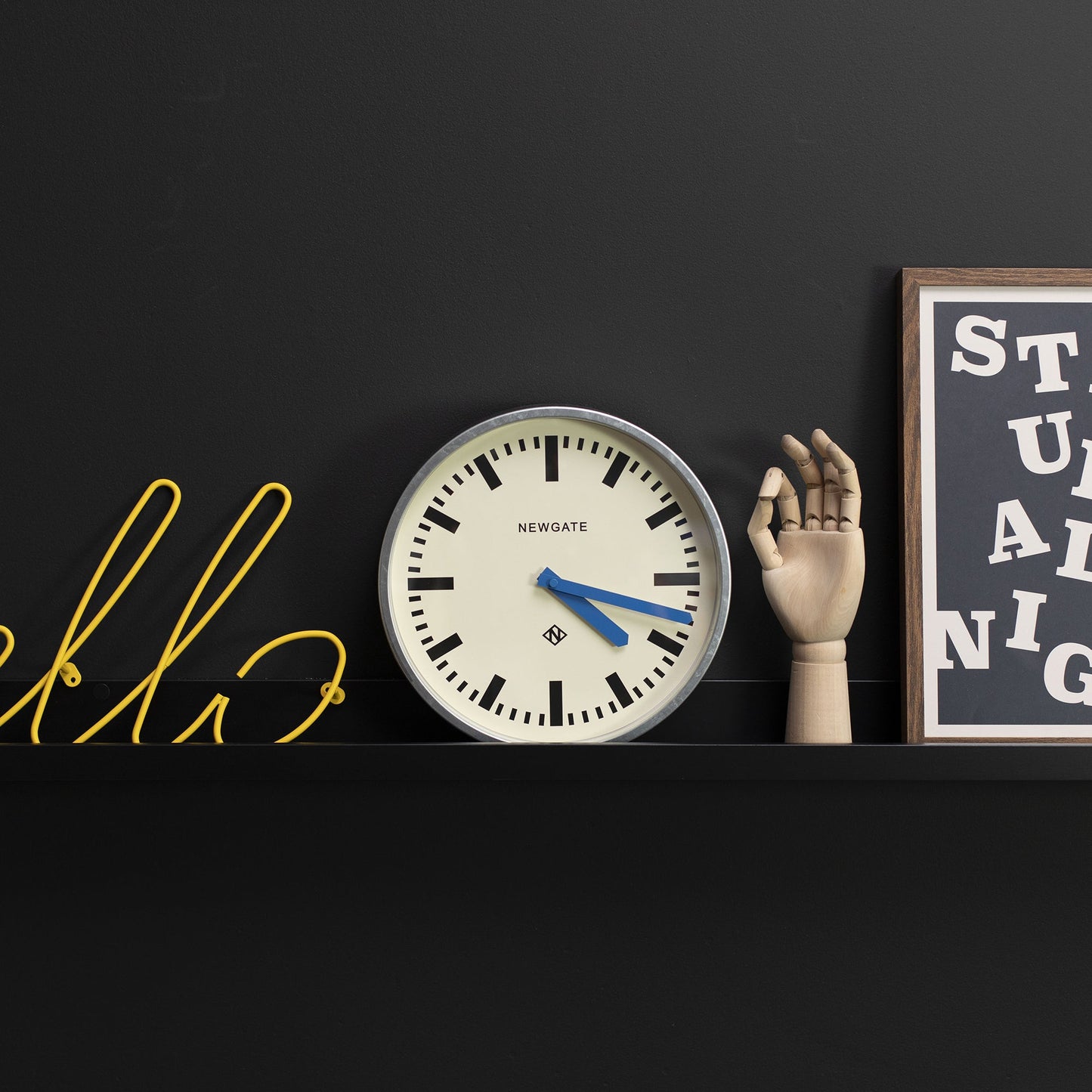 Luggage Wall Clock Galvanised Blue Hands