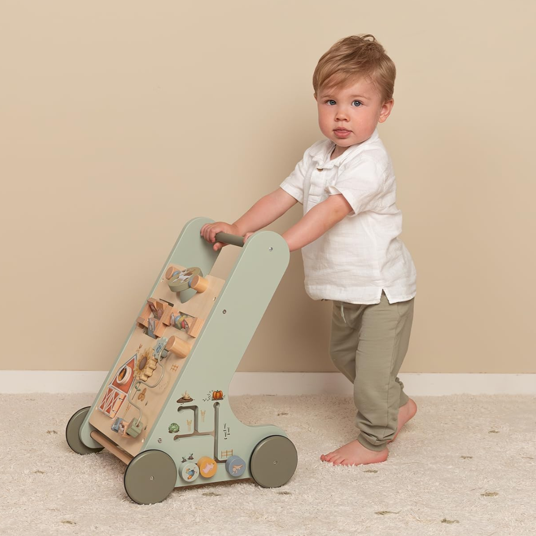 Little Farm Multi-Activity Wooden Baby Walker by Little Dutch Motor Skills Farm Toys Developmental Toys for Toddlers Baby Toys 12m+ (Bulky Shipping)