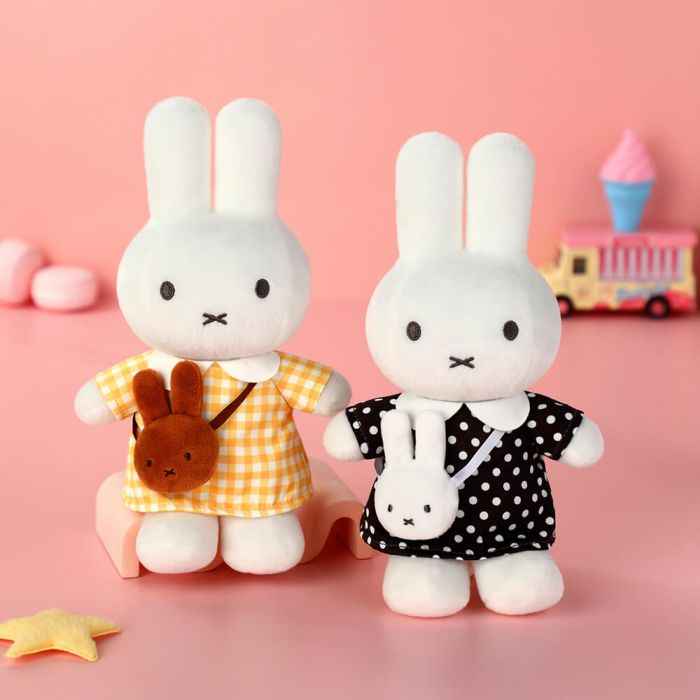 Miffy Plush Black Dot Dress with Miffy Bag 20cm