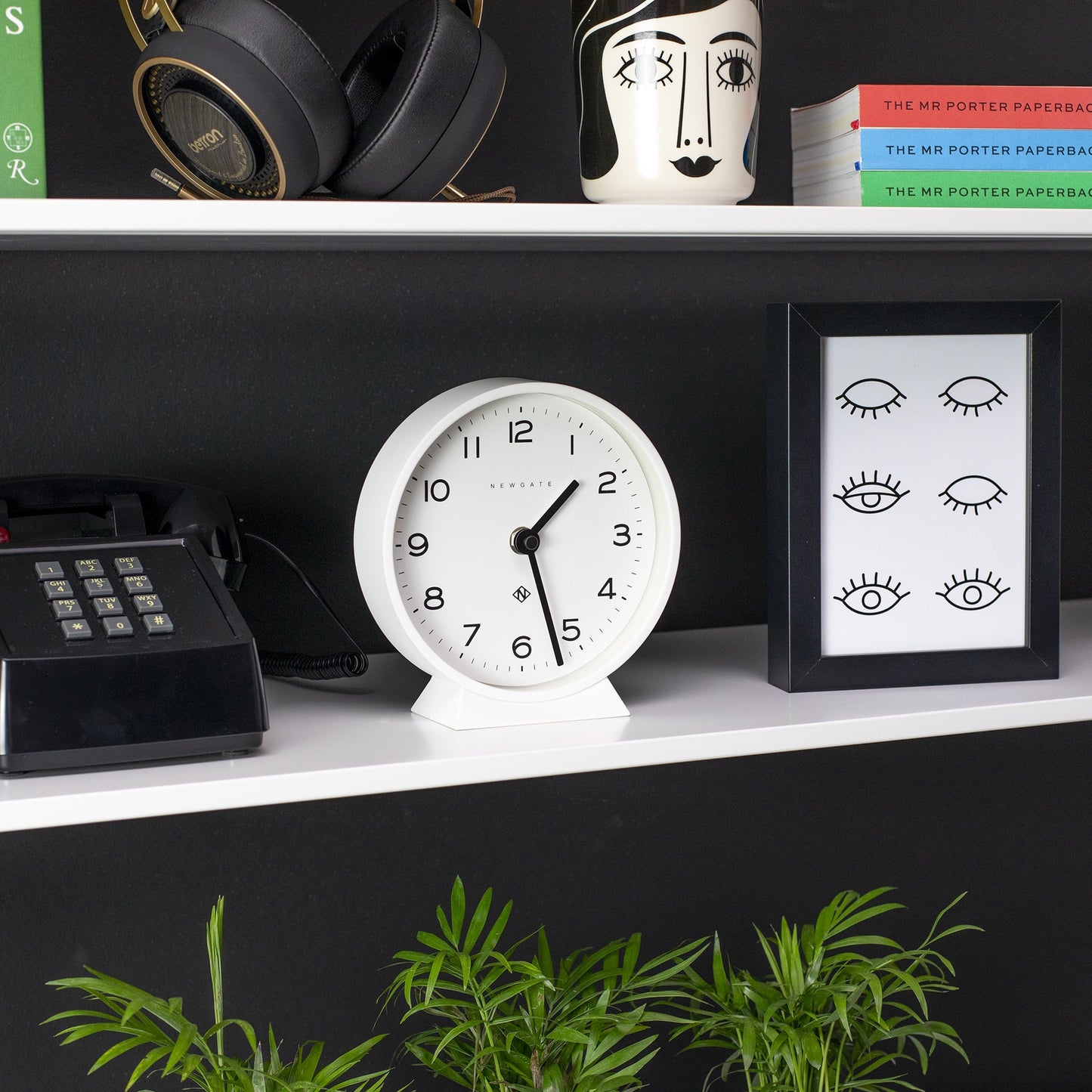 M Mantel Clock Pebble White