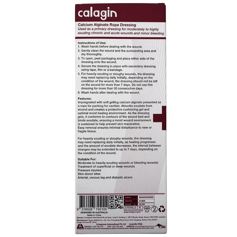 Calagin Calcium Alginate Rope Dressing 30cm Sterile 5 Pieces/Box