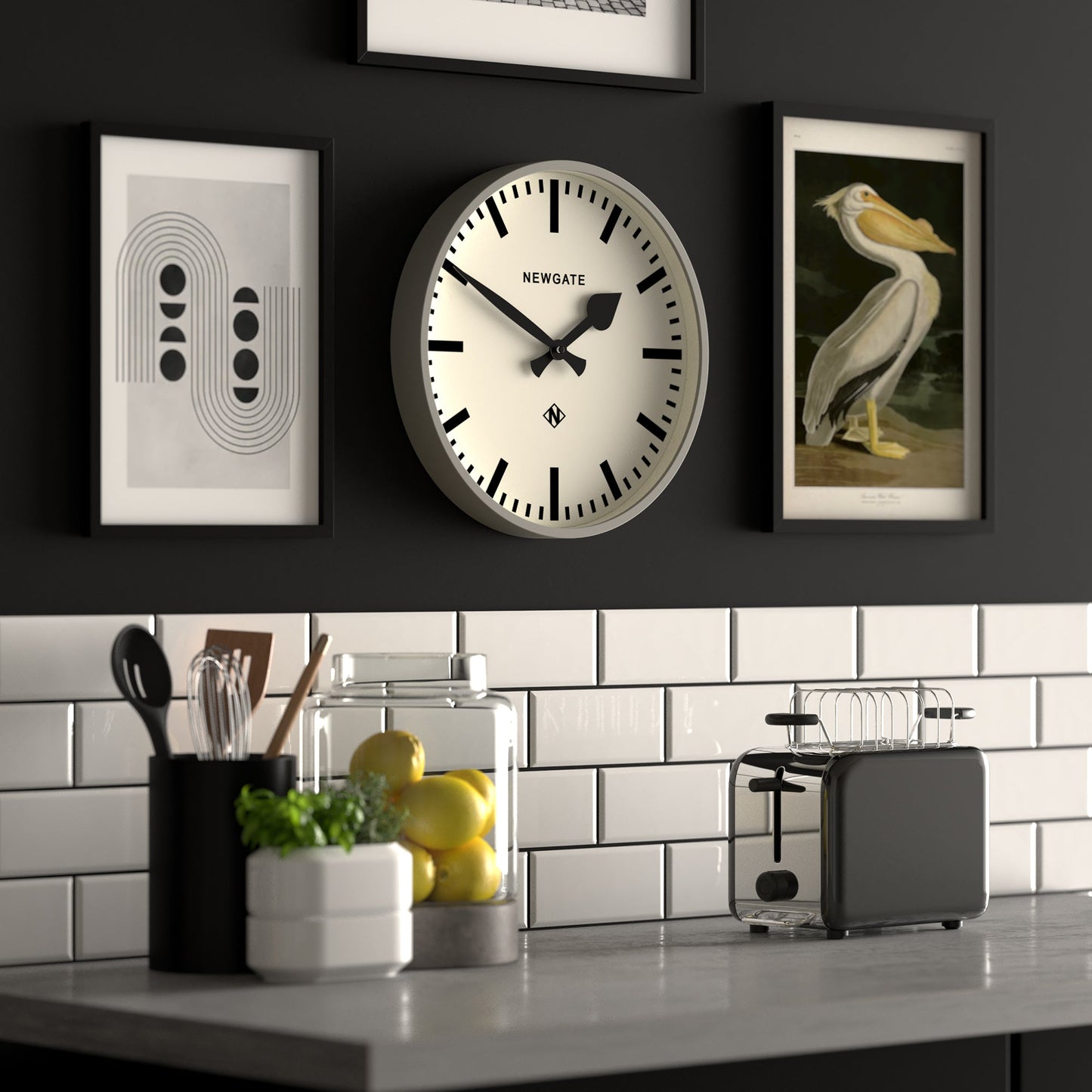 Railway Clock Grey