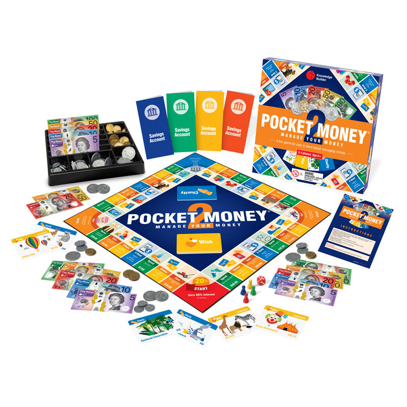 Pocket Money Board Game 2 Earn Save Spend money practice Multiplication Division decimals and percentages By Knowledge Builder Math Range Math Games for Kids STEM Toys Best Seller 8yrs+