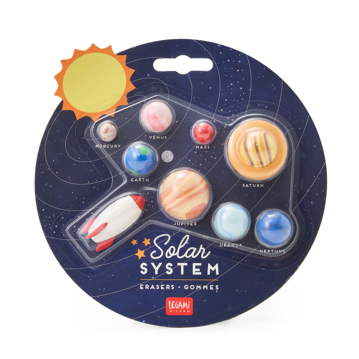 Solar System Set of 9 Erasers Stationary Art and craft for kids Early Science Space Toys 3yrs+