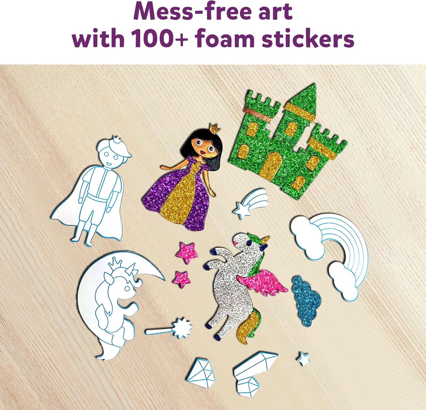 Skillmatics Foil Fun Unicorns & Princesses No Mess Art Kit Art and Craft for Kids Fairy Unicorn and Castle Theme 4yrs+