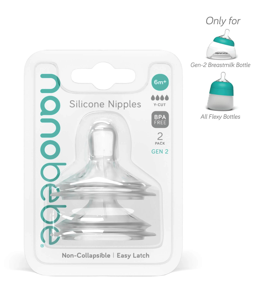 Silicone Bottle Teats - 2-Pack Gen 2 Style Fast Flow (6m+)