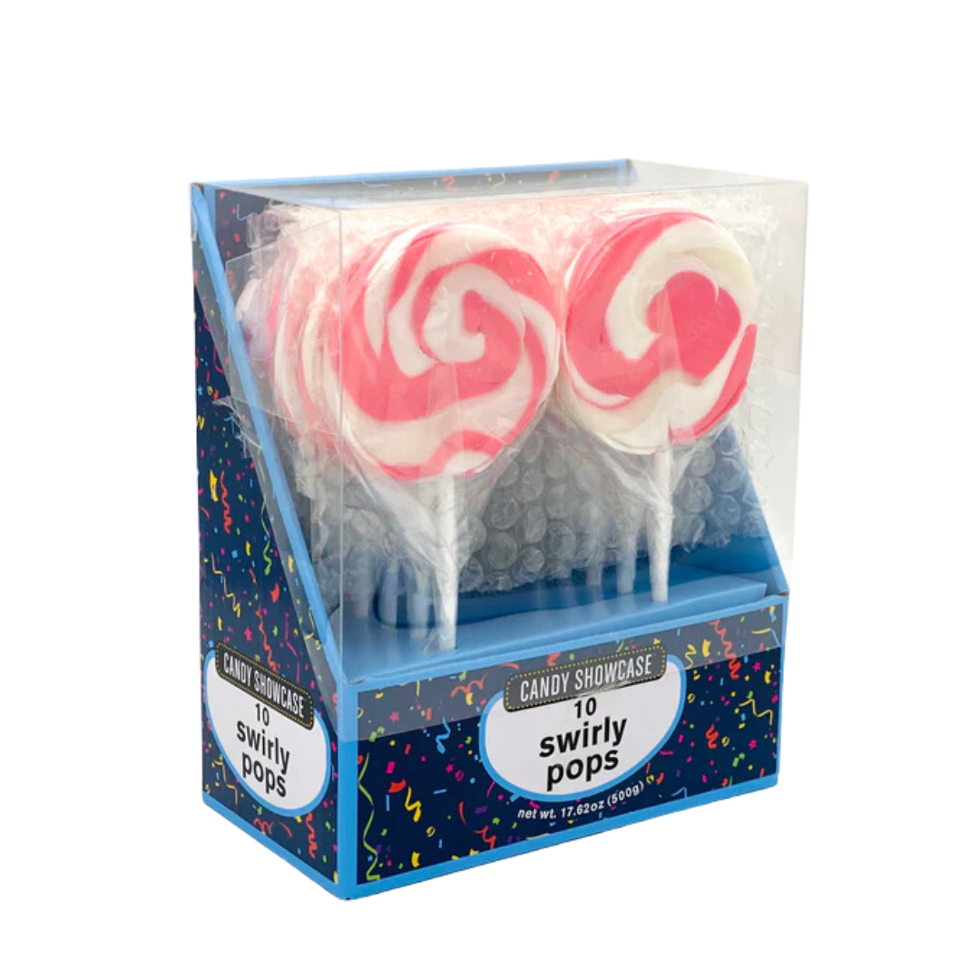 Pink Swirly Pops Lollipops - 10 Pack