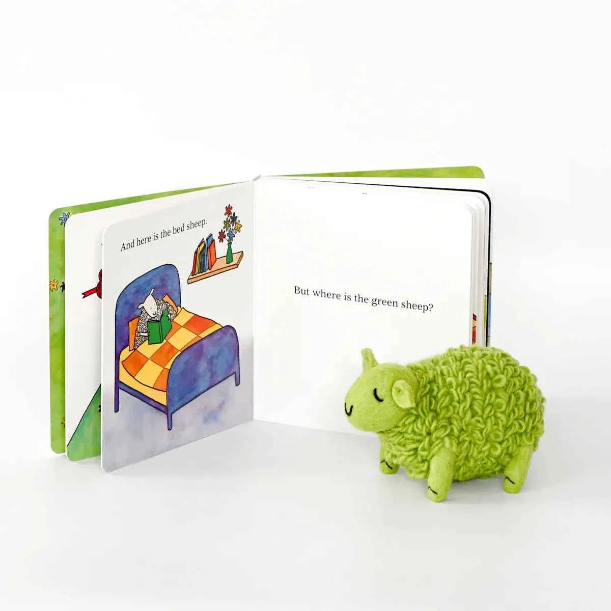 Tara Treasures Where Is The Green Sheep Large Felt Green Sheep and Book Set 2pcs Pretend & Imaginative Play Felt Animals Australian Authors Classic Story