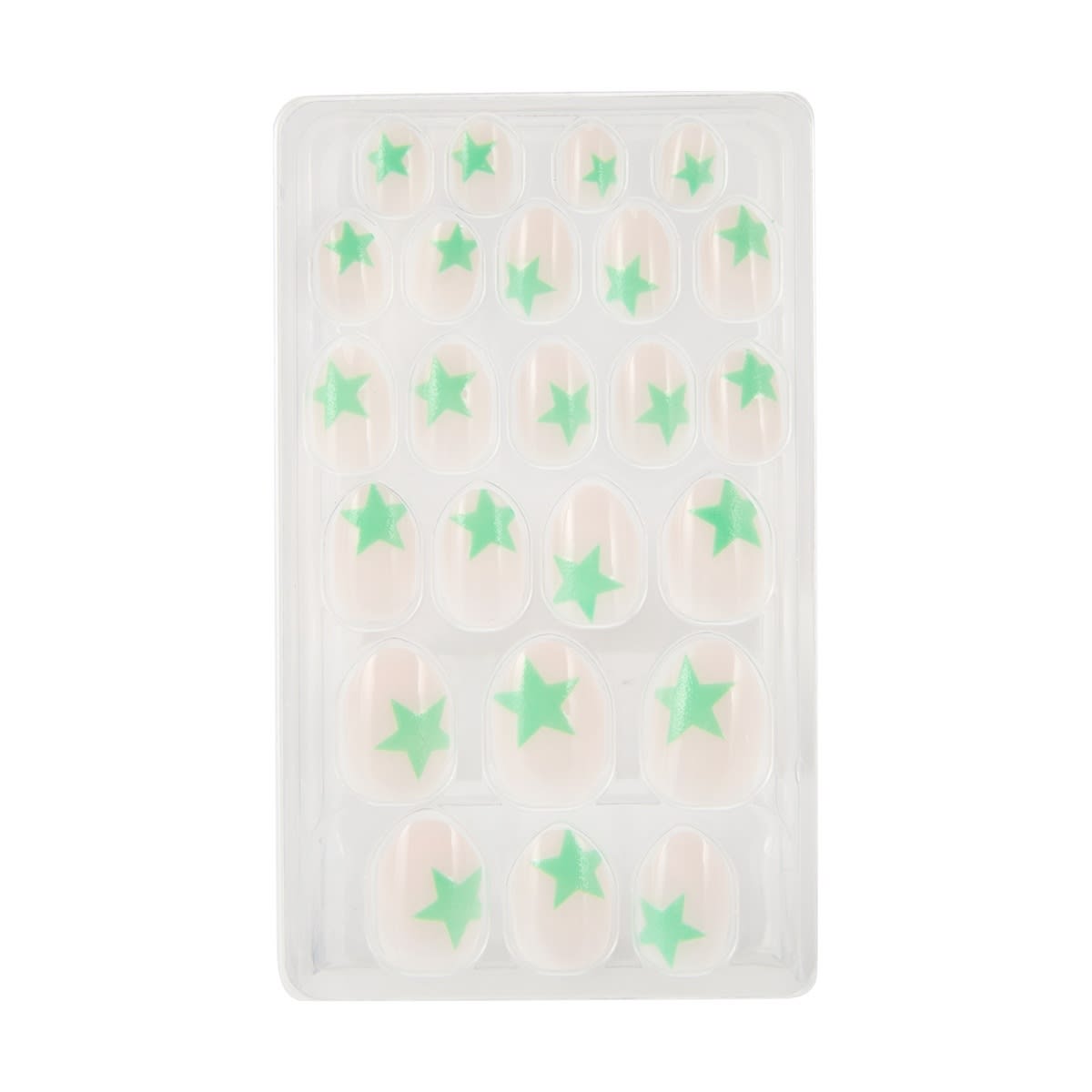 OXX Junior 24 Pack Kids Pre-Glued Stick-On Nails - Glow in the Dark