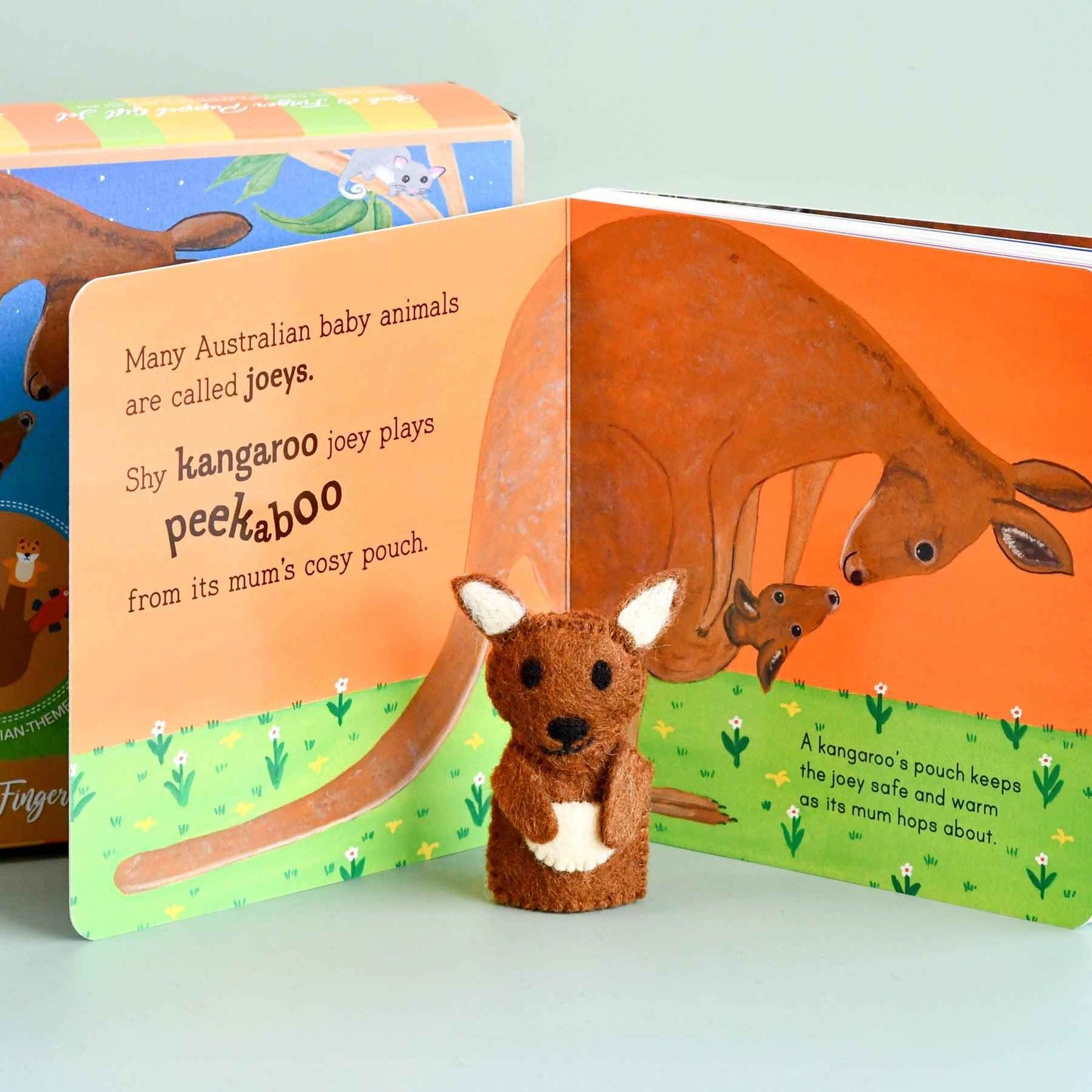 Tara Treasures Felt Australian Baby Animals Finger Puppet and Kids Picture Book Set Pretend and Imaginative Play Felt Animals Best Seller 3yrs+