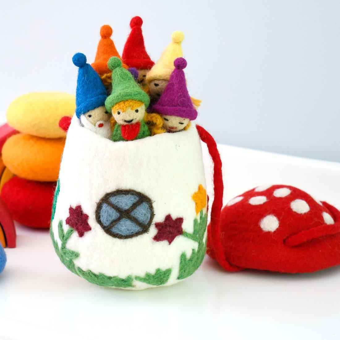 Tara Treasures Felt Mushroom Toadstool Bag Pretend and Imaginative Play 3yrs+